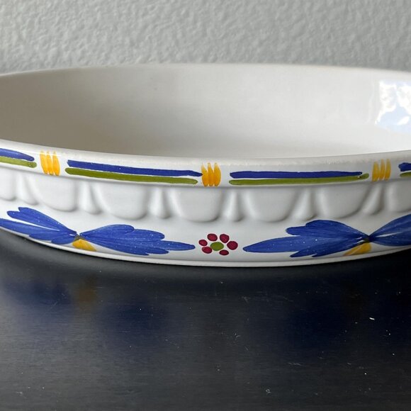 Quimper Oval Casserole Baking Dish // Francois Le Villec // Made in France // Ha - Picture 4 of 6